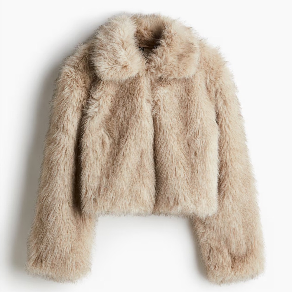 Cropped fur H&M coat size small